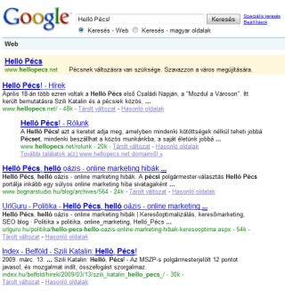 Google találati tábla | Helló Pécs