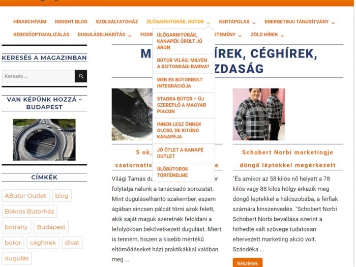 Lenyíló menüben bő kínálat