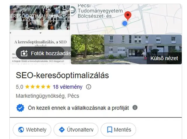 A SEO-keresőoptimalizálás blog a Google Cégprofilban